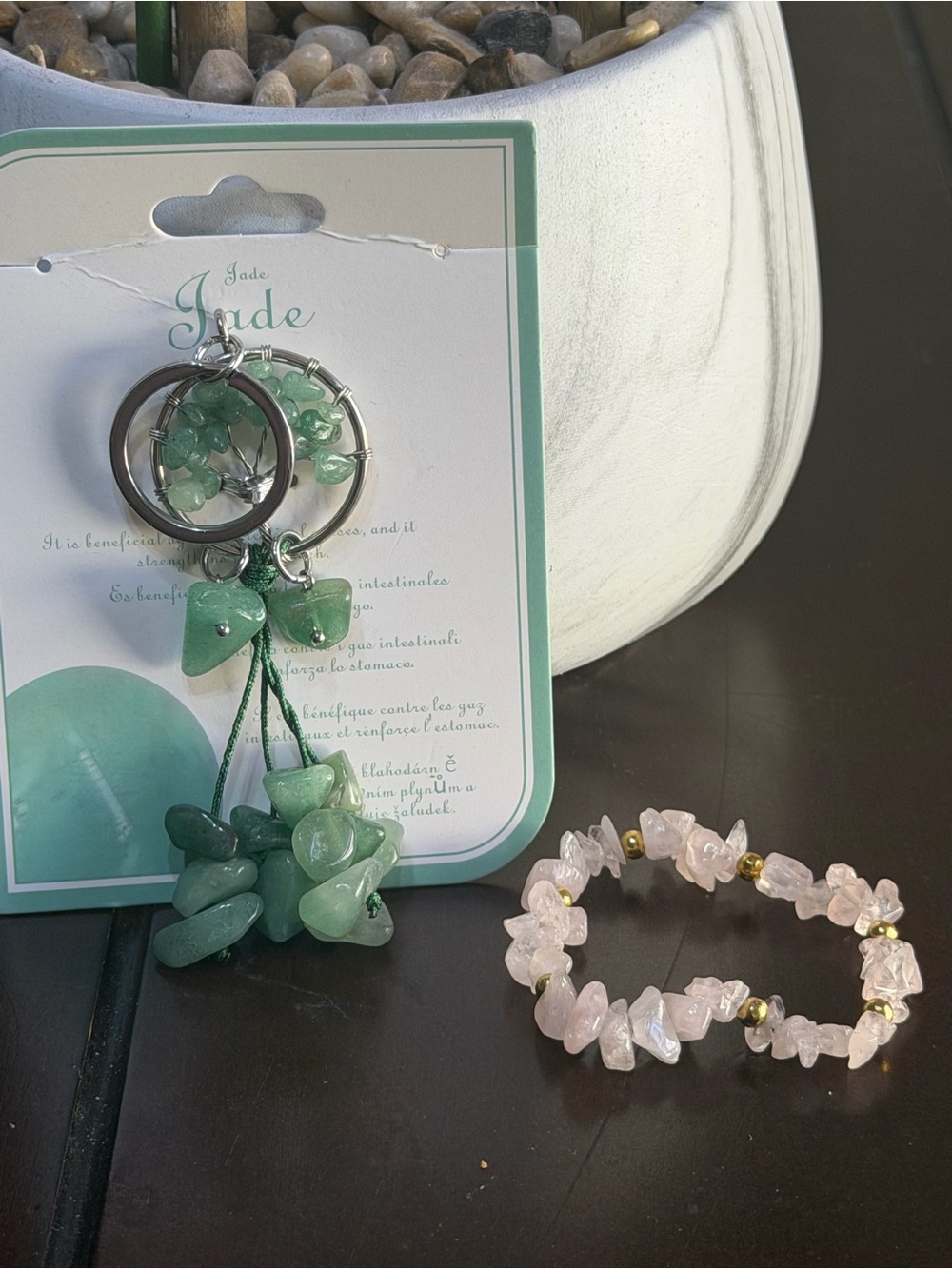 Jade keychain with Gem Stone Bracelet